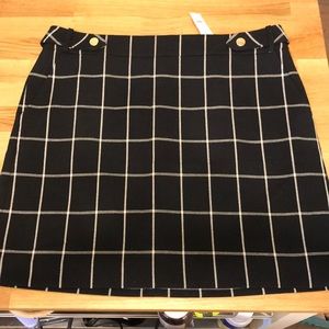 Ann Taylor loft windowpane skirt navy blue size 14